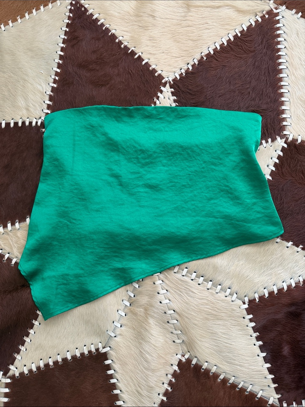 superdown Green Satin Strapless Top Size Medium NWOT